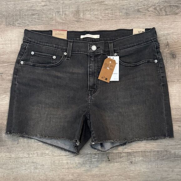 Levi's Charcoal Mid Length Denim Jean Shorts - Picture 1 of 6